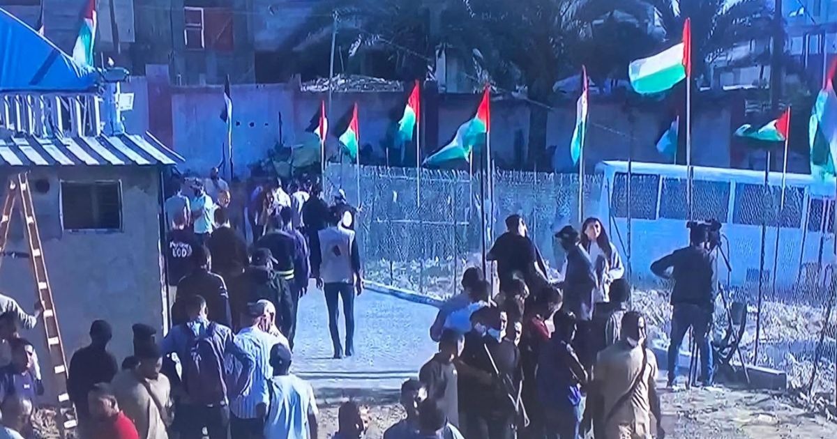 1966 detenuti palestinesi rilasciati da israele in viaggio su autobus diretti a khan younis nella striscia di gaza