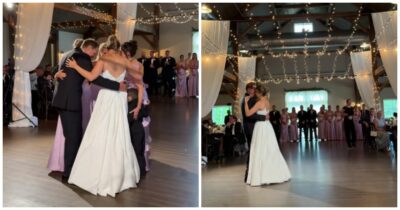 Copertina di “È rimasto totalmente emozionato e senza parole”: la sposa sorprende il padre con un ballo insieme alle tre sorelle, il video commuove il web