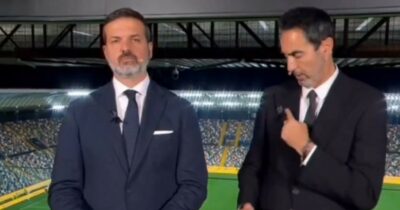 Copertina di Italia-Israele, Antinelli in diretta con un fiocco nero sulla giacca: “Voglio ricordare i giornalisti morti per raccontare il genocidio”