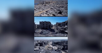 Copertina di Gaza, il quartiere di Sheikh Radwan ridotto a un cumulo di macerie: le immagini dall’alto del camaraman palestinese