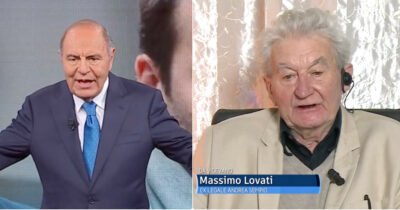 Copertina di “Vede qualcuno aprire i pacchi o appeso ai lampadari? Questo non è un programma di intrattenimento. Noi siamo un’altra cosa”: Bruno Vespa perde le staffe con Massimo Lovati