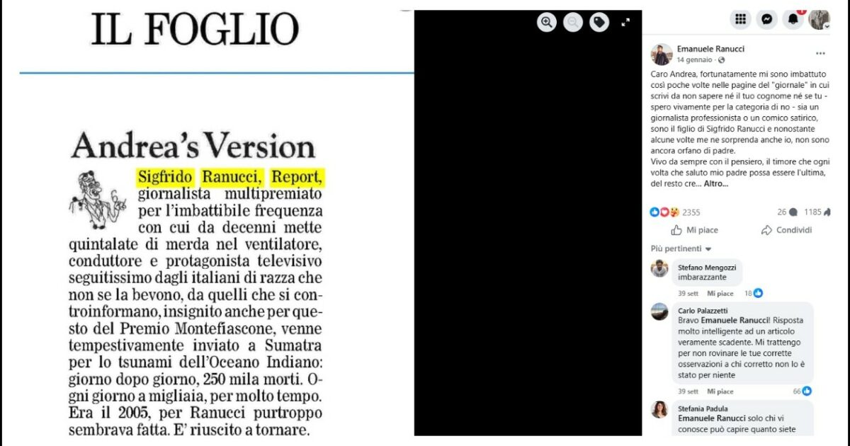 “Vivo da sempre col timore che ogni volta che saluto mio padre possa essere l’ultima”: il post di Emanuele Ranucci, figlio del conduttore di Report