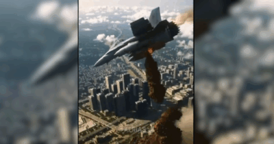 Copertina di Trump a bordo di un caccia scarica liquami sui manifestanti negli Usa: il video realizzato con l’intelligenza artificiale