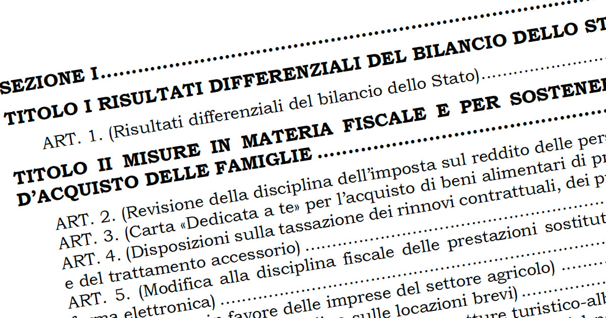 il testo integrale della legge di bilancio approvato in consiglio dei ministri