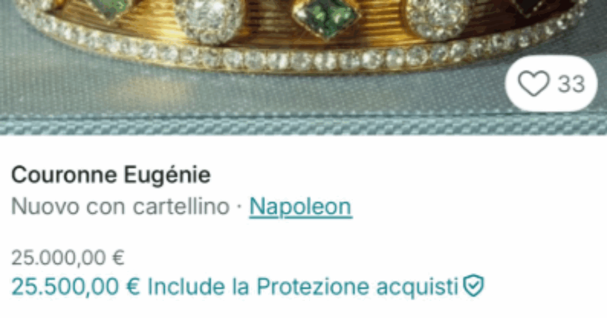“Collane e corone imperiali a 20mila euro”: su Vinted spuntano annunci ironici sui gioielli rubati al Louvre