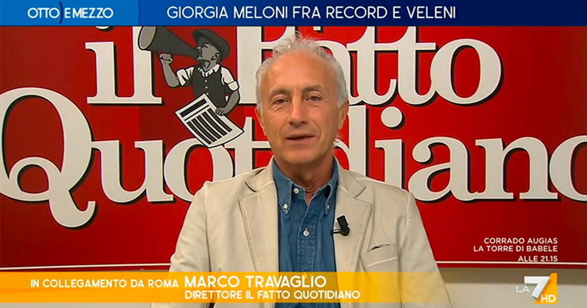 Travaglio a La7: “Meloni tira a campare per non tirare le cuoia, il suo governo è letteralmente il nulla”