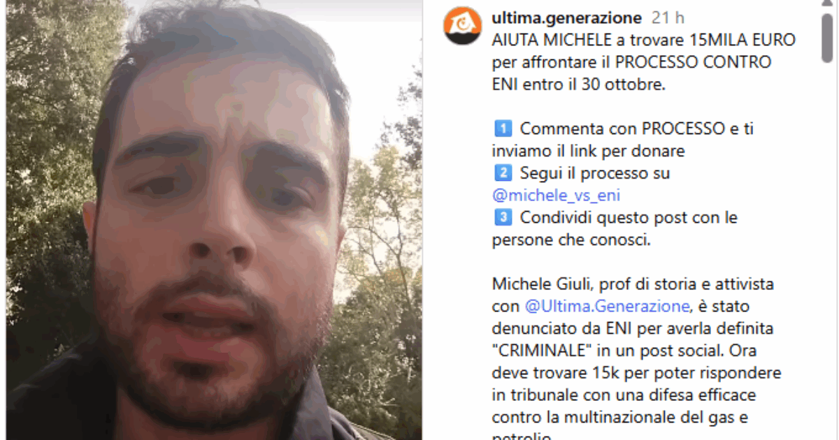 Io sto con “Michele vs. Eni” Io sto con “Michele vs. Eni”