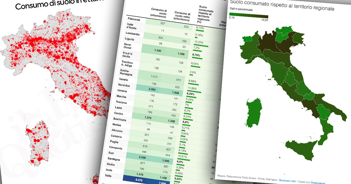 consumo di suolo ogni giorno spariscono 230mila metri quadrati record in emilia romagna e lombardia colpite da alluvioni e allagamenti