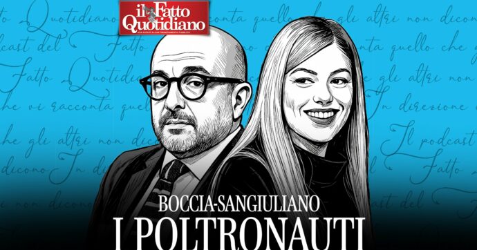 Copertina di “I Poltronauti” di Thomas Mackinson. Boccia e Sangiuliano, una poltrona per due