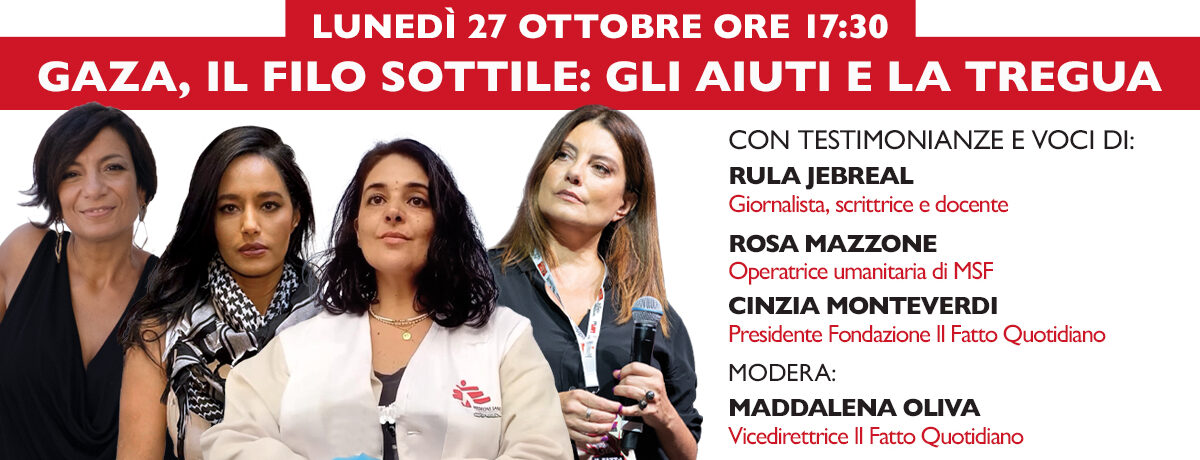 Copertina di Gaza, il filo sottile: gli aiuti e la tregua. Rivedi la diretta con Mazzone (Msf), Jebreal, Monteverdi e Oliva
