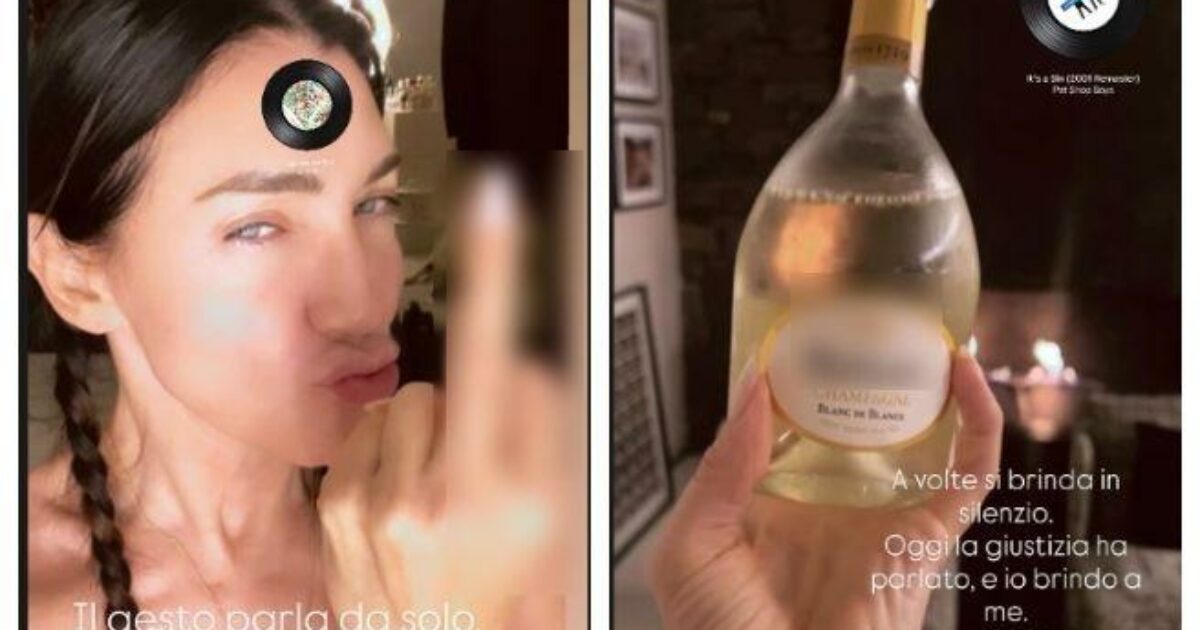 “Una grande vittoria”: il giudice chiede di “riqualificare il reato” di stalking nei confronti dell’ex amica, Elisabetta Franchi festeggia con champagne e dito medio