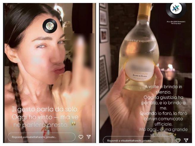 “Una grande vittoria”: il giudice chiede di “riqualificare il reato” di stalking nei confronti dell’ex amica, Elisabetta Franchi festeggia con champagne e dito medio “Una grande vittoria”: il giudice chiede di “riqualificare il reato” di stalking nei confronti dell’ex amica, Elisabetta Franchi festeggia con champagne e dito medio