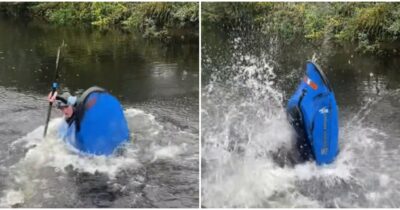 Copertina di Uomo si ribalta in kayak a causa dell’acqua troppo fredda e il video del suo tentativo di salvarsi diventa virale