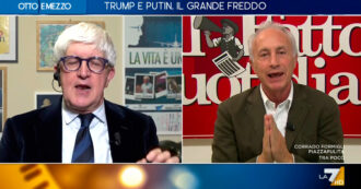 Copertina di Battibecco Severgnini-Travaglio. “C’è un aggredito e un aggressore”. “Ue e Usa hanno scelto il suicidio assistito dell’Ucraina”. Su La7