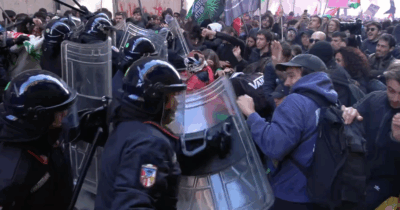 Copertina di Manifestazione pro-Palestina a Torino, scontri con la polizia davanti al Museo Egizio