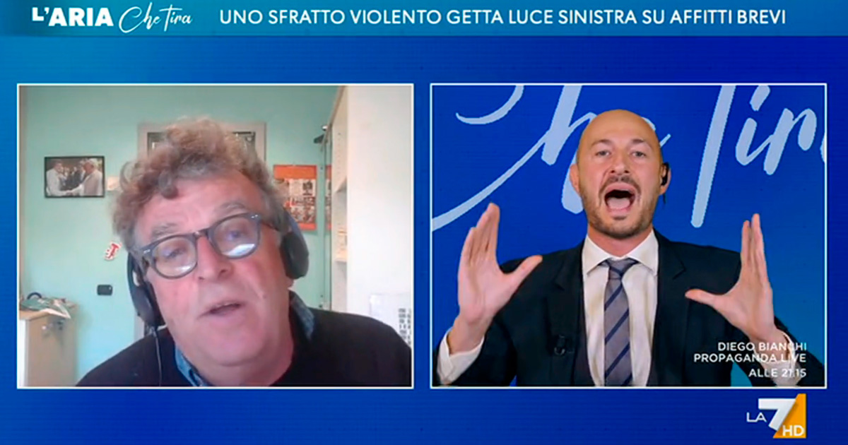 Sfratto a Bologna, scontro Mattei Gonzato su La7. “Grave violazione della Costituzione”. “E chi se ne frega” Sfratto a Bologna, scontro Mattei Gonzato su La7. “Grave violazione della Costituzione”. “E chi se ne frega”