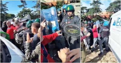 Copertina di Napoli, protesta al Pharma Expo contro l’israeliana Teva: tre arresti. Gli attivisti: “Minacciati e aggrediti dalla polizia”