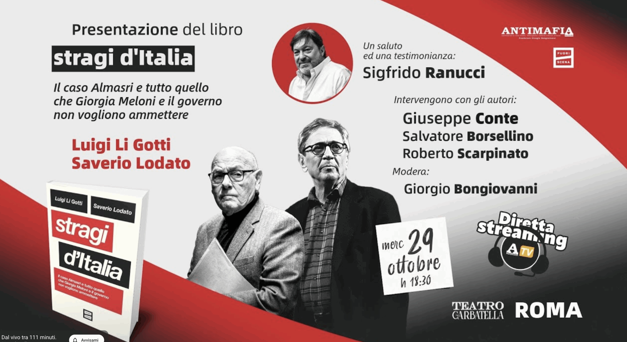 “Stragi d’Italia”: la presentazione del libro di Li Gotti e Lodato: segui la diretta “Stragi d’Italia”: la presentazione del libro di Li Gotti e Lodato: segui la diretta