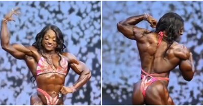 Copertina di “Miss Olympia Andrea Shaw ha dei bicipiti più grandi e definiti di Mister Olympia Derek Lunsford”: le misure che dividono il mondo del bodybuilding