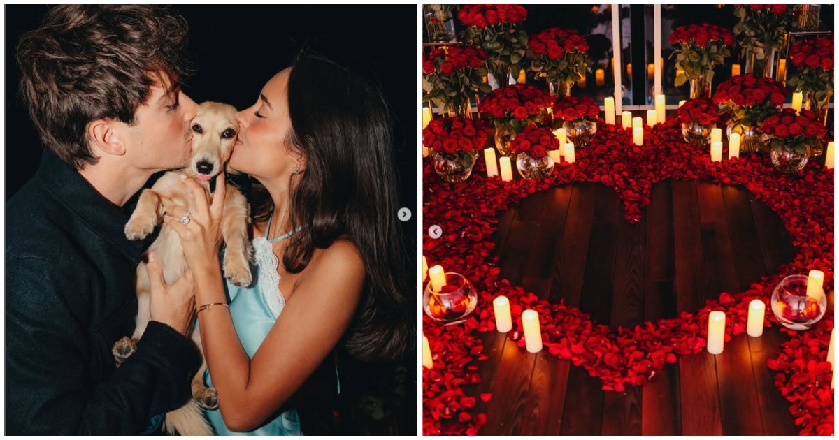 pap224 vuole sposarti le immagini della proposta di matrimonio di charles leclerc ad alexandra saint mleux con il bassotto leo