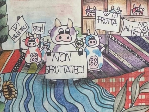 “Ritirate dalle scuole il Diario Amico”: il disegno di una bambina con le mucche in sciopero fa infuriare gli allevatori