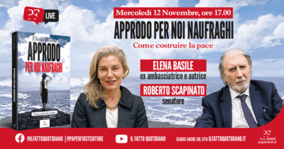Copertina di Approdo per noi naufraghi, come costruire la pace. Dialogo tra Elena Basile e Roberto Scarpinato