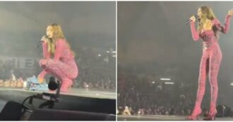 Copertina di “Scusate ho avuto un abbassamento di voce, faccio fatica a cantare”: Elodie scoppia in lacrime in concerto Eboli e si scusa con i fan