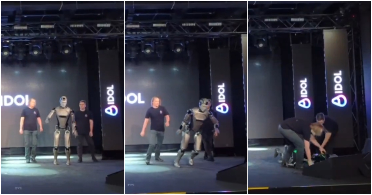 Il debutto del primo robot russo con IA è un flop clamoroso, il video della caduta sul palco: “Sembra ubriaco”