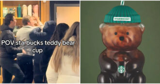Copertina di Botte da orbi e code da Starbucks per la nuova tazza natalizia a forma di orso “Bearista”. L’azienda si scusa: “Ha superato oltre ogni nostra aspettativa” – VIDEO