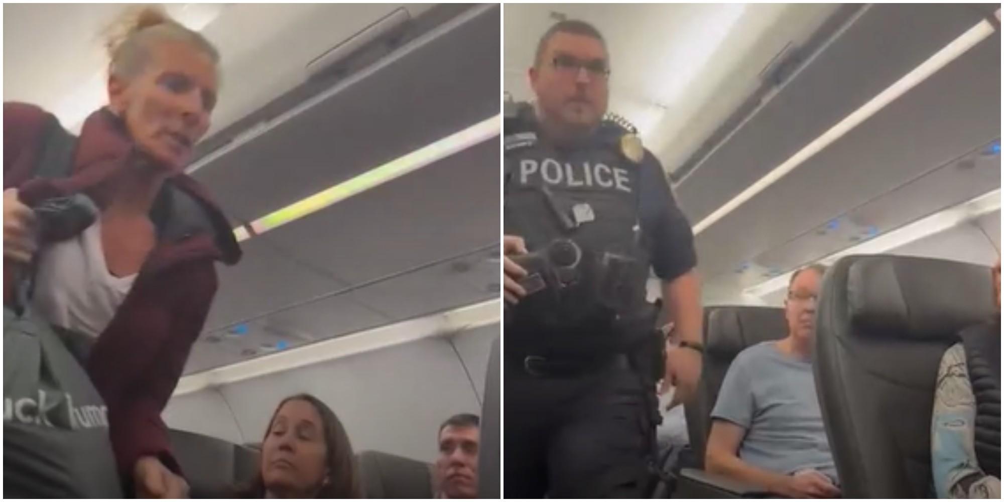 “Viviamo in uno stato fascista”: passeggera furiosa si scaglia in aereo contro quattro membri del Congresso. Il volo viene dirottato per sicurezza “Viviamo in uno stato fascista”: passeggera furiosa si scaglia in aereo contro quattro membri del Congresso. Il volo viene dirottato per sicurezza