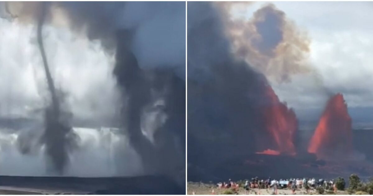 alle hawaii uno straordinario volnado si 232 formato accanto al vulcano kilauea in eruzione 8211 video
