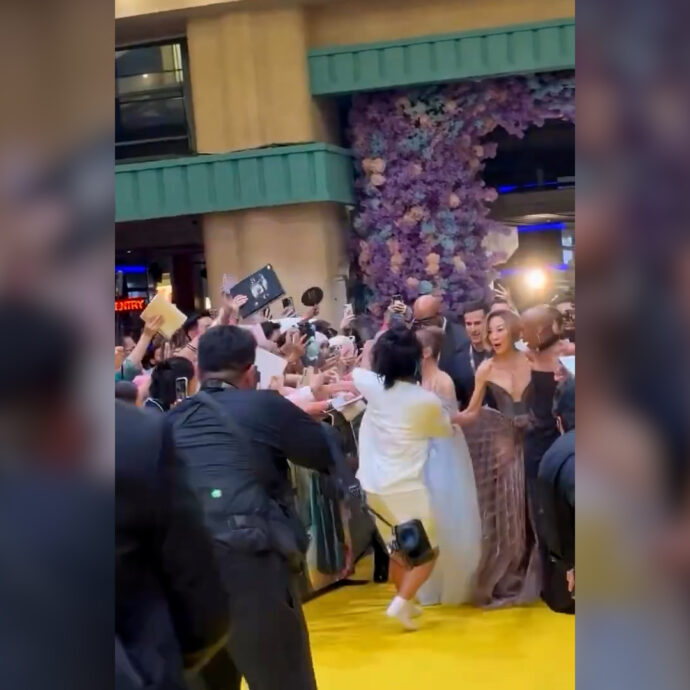 Fa irruzione sul red carpet e la aggredisce: paura per Ariana Grande alla premiere di Wicked: For Good – Video