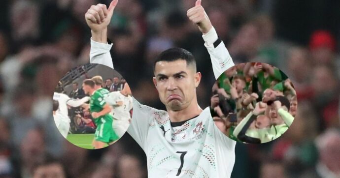 Ronaldo rischia la squalifica ai Mondiali 2026 dopo il cartellino rosso per la folle gomitata a O’Shea: deriso dal pubblico irlandese
