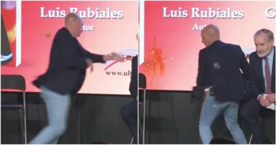 Copertina di Luis Rubiales colpito con tre uova dallo zio durante la presentazione del suo libro – Video