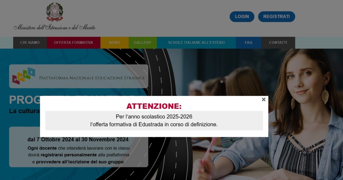 Educazione stradale in classe, il ministero mette in sospeso l’attività formativa della piattaforma online Educazione stradale in classe, il ministero mette in sospeso l’attività formativa della piattaforma online