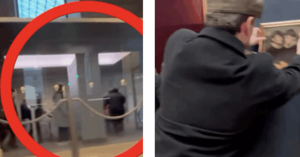 Entrano al Louvre e appendono un loro dipinto nella sala della Gioconda: la nuova ‘beffa’ al museo parigino – VIDEO