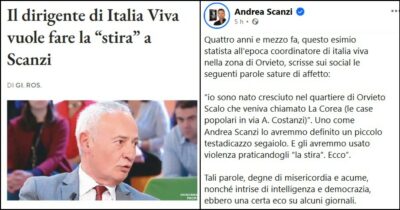 Copertina di Post di insulti contro Andrea Scanzi: dirigente di Italia Viva costretto a risarcirlo
