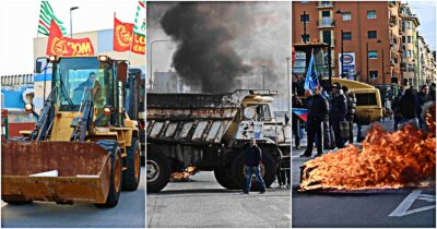 Copertina di Ex Ilva, la protesta degli operai a Genova: strade bloccate coi mezzi da lavoro. A Novi si riversano in tangenziale