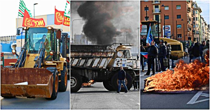 Ex Ilva, la protesta degli operai a Genova: strade bloccate coi mezzi da lavoro. A Novi si riversano in tangenziale