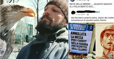 Copertina di Lazio, è già polemica sul nuovo falconiere Giacomo Garruto. Sui social scriveva: “Quanto manchi all’Italia, Benito”