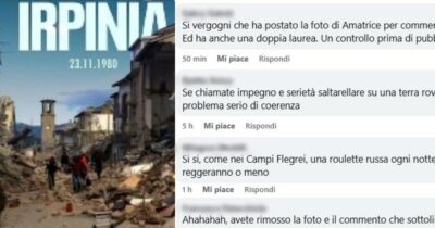 Copertina di Foto di Amatrice usata per commemorare il terremoto dell’Irpinia, gaffe sui social del ministro Musumeci