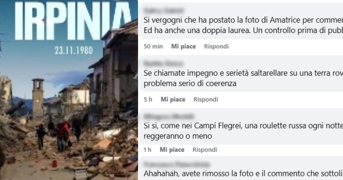 Foto di Amatrice usata per commemorare il terremoto dell’Irpinia, gaffe sui social del ministro Musumeci