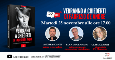 Copertina di Verranno a chiederti di Fabrizo De André. Un dialogo tra Andrea Scanzi, Luca De Gennaro e Claudia Rossi