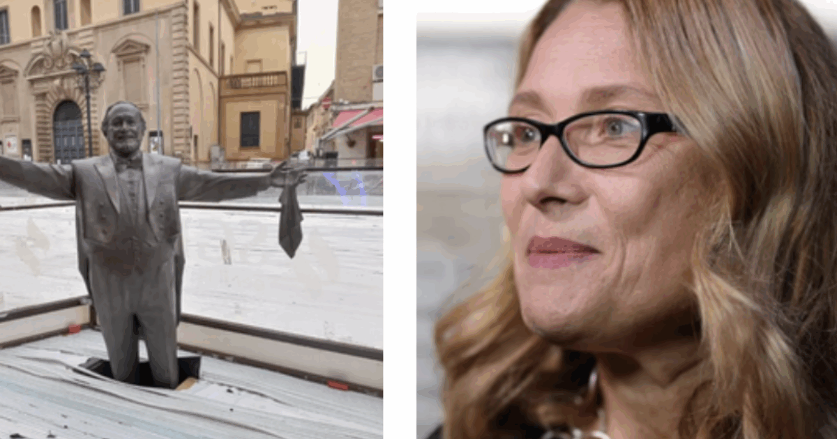“È una ridicolizzazione di Luciano, una cosa bruttissima”: Nicoletta Mantovani contro la statua di Pavarotti inglobata nella pista di pattinaggio a Pesaro