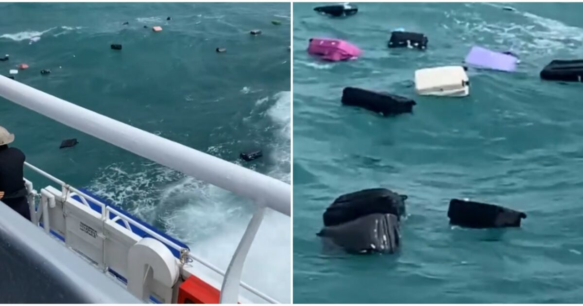 I passeggeri del traghetto vedono all’improvviso i propri bagagli galleggiare in mare e scatta il panico: il video è virale