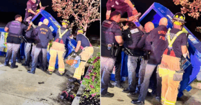 Copertina di Senzatetto entra nel bidone per donazioni per racimolare dei vestiti, ma resta incastrato e muore soffocato