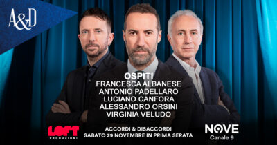 Copertina di Albanese, Padellaro, Canfora, Orsini e Veludo ospiti di Luca Sommi ad Accordi&Disaccordi sabato 29 novembre. Con Travaglio e Scanzi