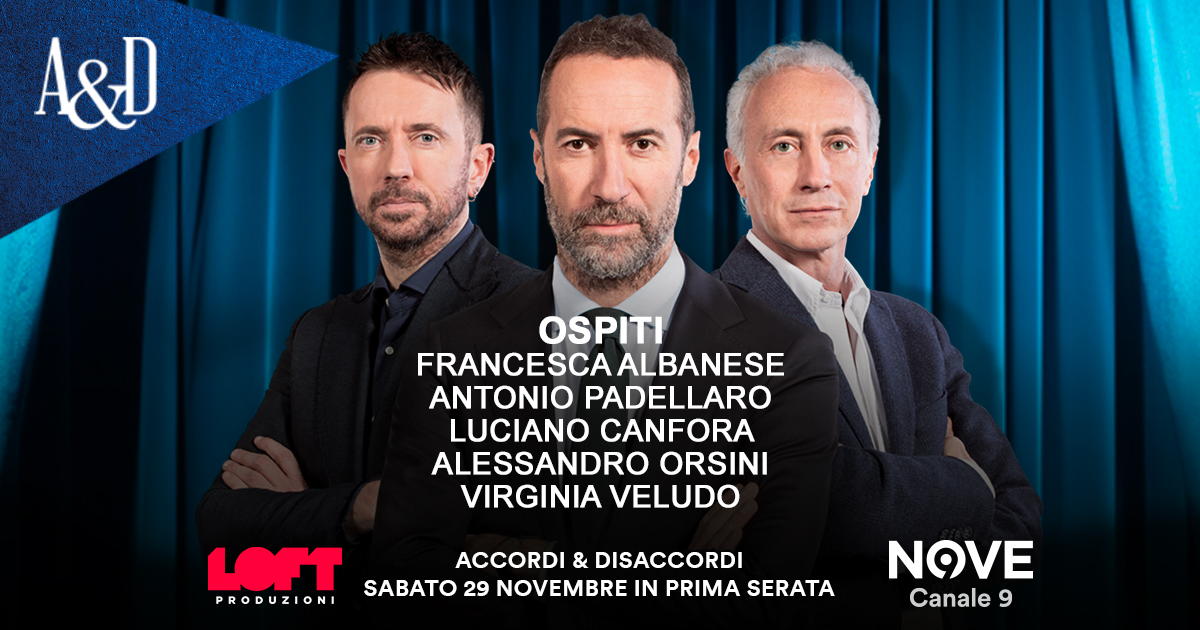Albanese, Padellaro, Canfora, Orsini e Veludo ospiti di Luca Sommi ad Accordi&Disaccordi sabato 29 novembre. Con Travaglio e Scanzi