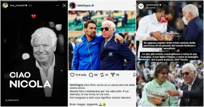 Copertina di “Caro Nick, questa foto per me vale tutto”: l’emozionante ricordo di Fognini per Pietrangeli | Da Nadal a Volandri, il tennis in lutto