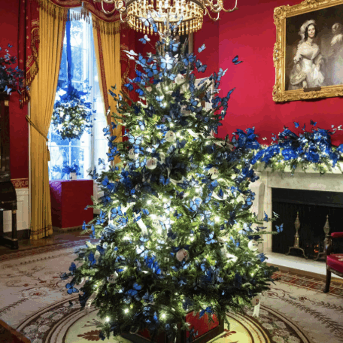 “Casa è dove sta il cuore”: Melania Trump svela le decorazioni dei 51 alberi di Natale della Casa Bianca con 54 kg di pan di zenzero, farfalle, stelle e ghirlande